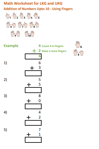 good living guide math worksheet for lkg and ukg