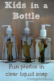 Kid's picture in a liquid hand soap bottle