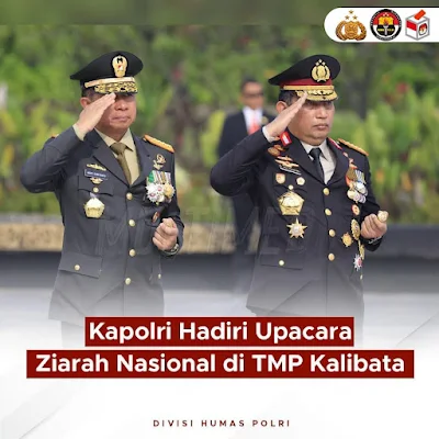 Kapolri Bersama Panglima TNI Hadiri Upacara Ziarah Nasional di Taman Makam Pahlawan