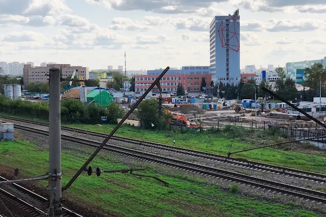 Волгоградский проспект, вид с путепровода Текстильщики-2, строительная площадка Большой кольцевой линии метрополитена