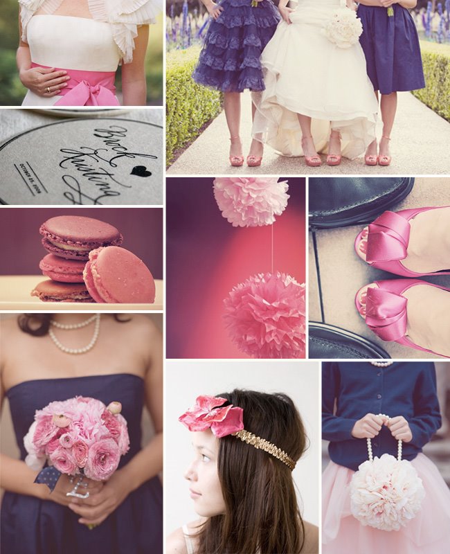 inspiration board navy blue and pink wedding photo credits
