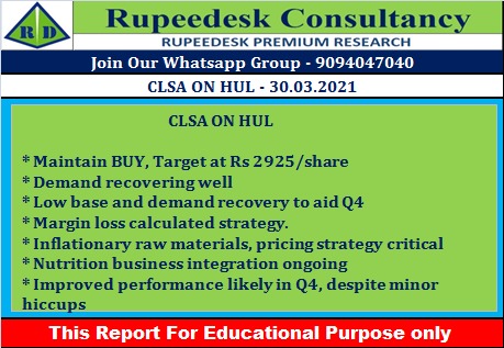 CLSA ON HUL - Rupeedesk Reports