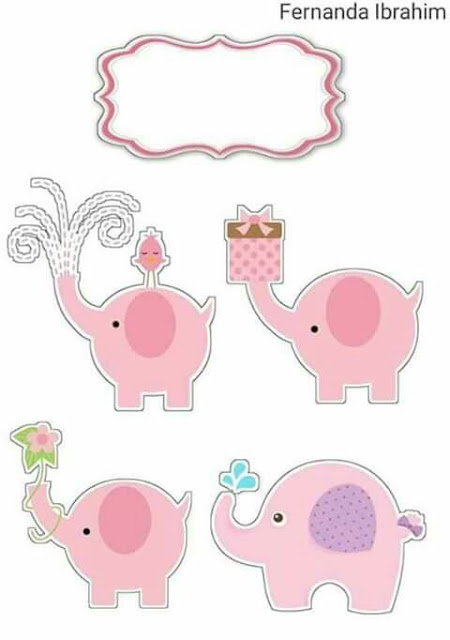 Elefantitos en Rosa: Toppers para Tartas, Tortas, Pasteles, Bizcochos o Cakes para Imprimir Gratis.