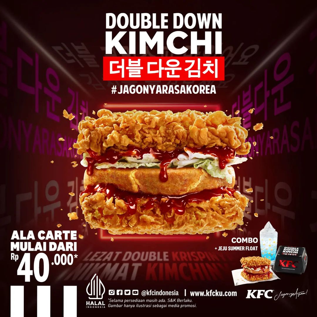 Promo KFC DOUBLE DOWN KIMCHI Mulai Rp. 40.000