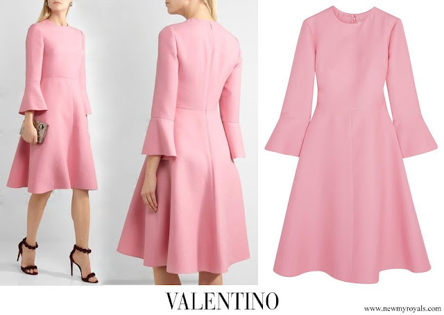 The Countess of Wessex wore Valentino Bell-sleeve Wool and Silk Blend Dress