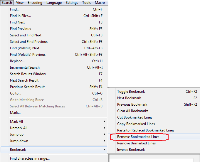 Delete Bookmark Lines