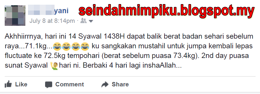 Seindah Mimpiku: 2 Minggu Aidilfitri 1438H, Dapat Balik 