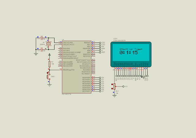 Interfacing 128x64 graphical LCD to PIC16F877A with CCS PICC example KS0108 Display controller Microchip PIC Timer