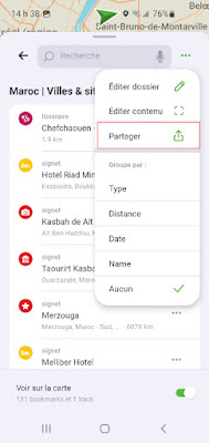 Partager dossier favoris maps.me