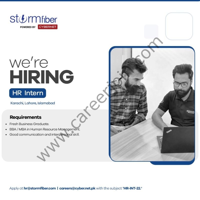 Storm Fibre Pvt Ltd HR Internship 2022 Latest Advertisement