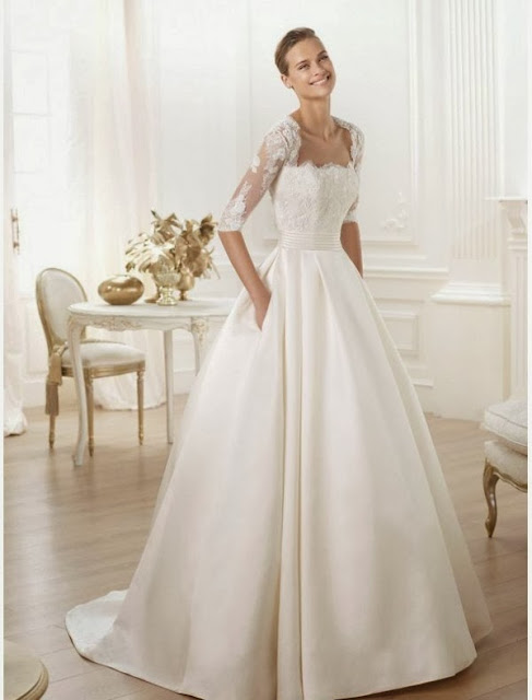 half sleeves wedding dresses