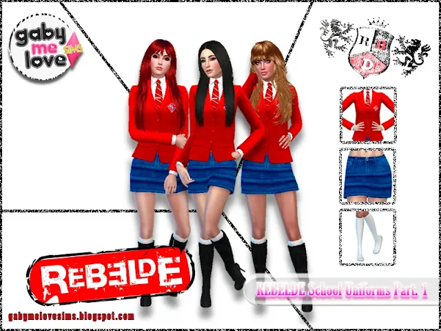 Sims 4 CC | Clothing: REBELDE, Elite Way School Uniforms, Part. 1 | Mexican, RBD, Uniformes Escolares, Uniforme, Escolar, Escuela, Serie, TV, Set, Woman, Man, Women, Men, Teen, download, descargar, free, Gabymelove Sims, Mod, Mia, Colucci, Anahi, RBD, Roberta, Pardo, Dulce María, Poncho, Alfonso, Herrera, Miguel, Arango, Diego, Bustamante, Netflix, Televisa, Chris Morena, Way, Christopher, Uckerman, Giovanny, Christian Chávez