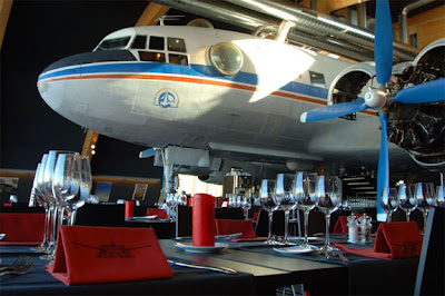 Restaurant at a Vintage Airplane in Zurich Airport