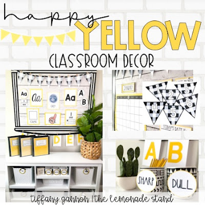 yellow classroom decor