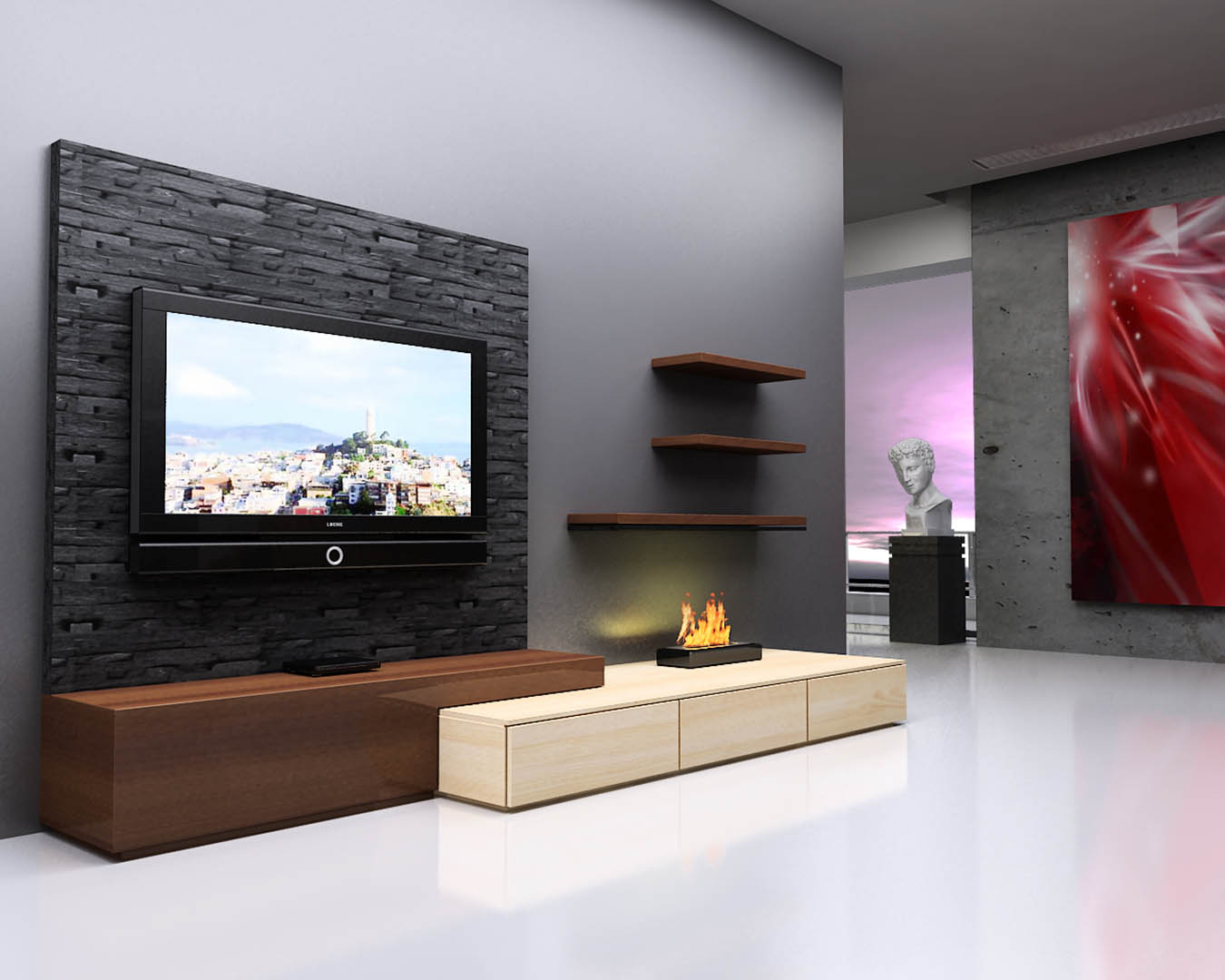 design deko ruang tv rumah mewah