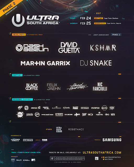 ultra south africa 2017 phase 2 line up