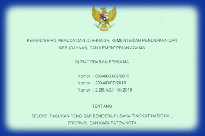 Surat Edaran Bersama Kementerian Pemuda dan Olahraga Nomor SE Bersama Tentang Seleksi PASKIBRAKA Tingkat Nasional, Provinsi dan Kabupaten Tahun 2019