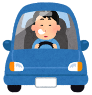 運転している男性のイラスト（寝る）