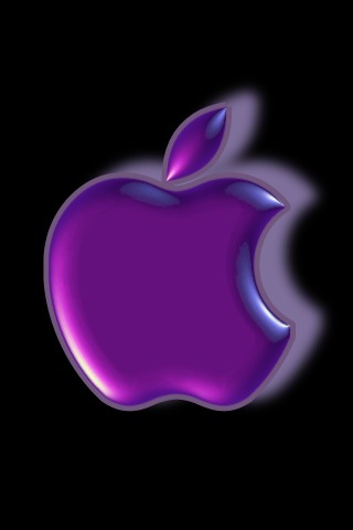 Purple Apple Logo On Black Background iPhone Wallpaper