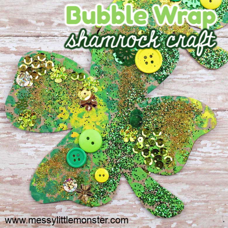 Bubble Wrap Shamrock Craft (with shamrock template)