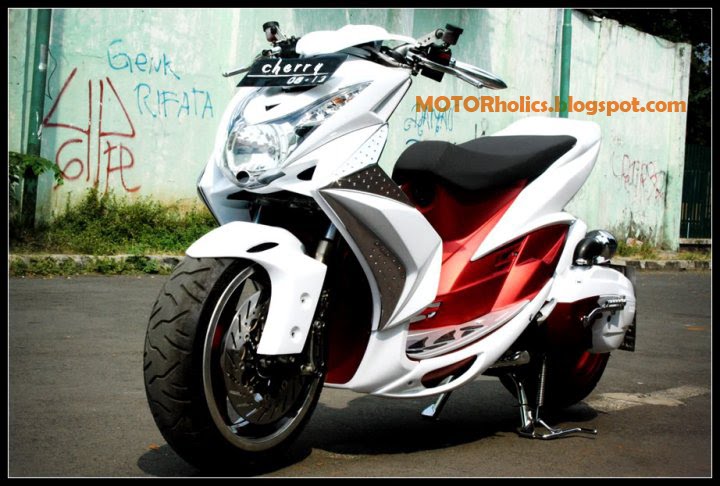 MOTORcontest YAMAHA  MIO  SOUL  WHITE AND RED MODIFICATIN