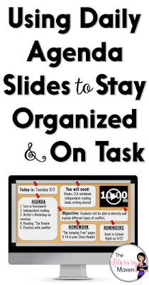 Using a daily agenda slide created using Google Slides helps me to stay organized and on task in class. Posting these Slides in Google Classroom and on my Google Sites class website has helped students and parents stay informed as well.