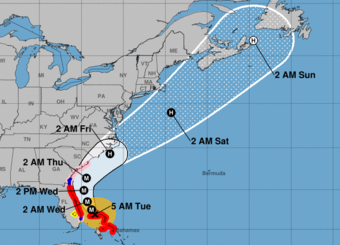 hurricane Dorian path map