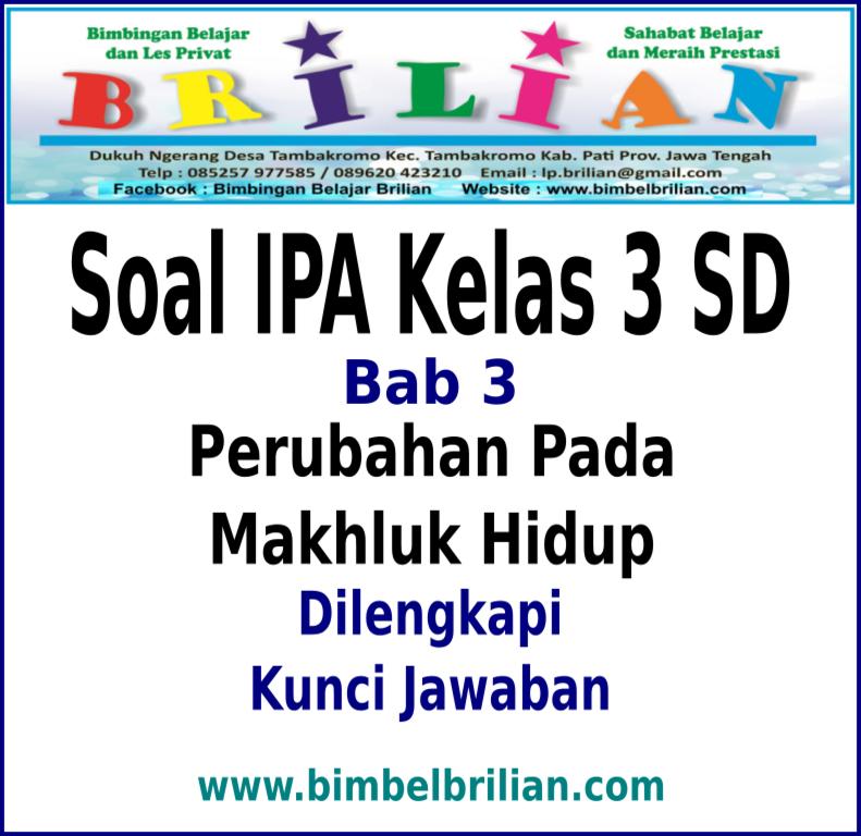 Soal Ipa Kelas 3 Sd Bab 3 Perubahan Pada Makhluk Hidup Dan Kunci Jawaban Bimbel Brilian