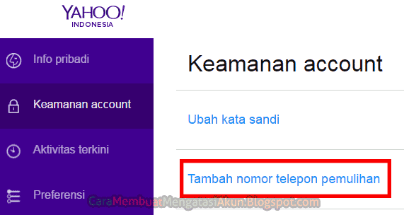 Cara Setel Nomor Ponsel dan Email Pemulihan Akun Yahoo Baru