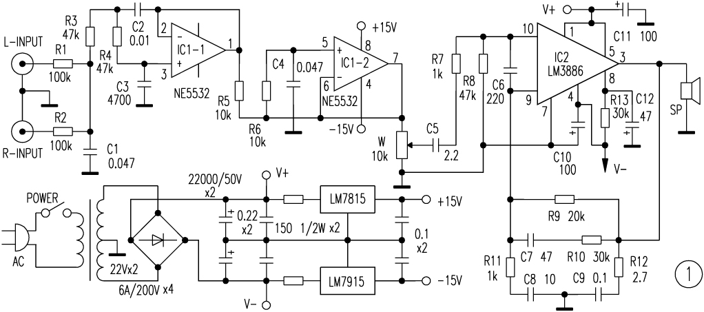 Lm 3886 Amplifier Circuit With Pcb Layout - Superbass Circuit Schematic Lm3886 - Lm 3886 Amplifier Circuit With Pcb Layout