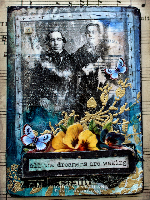 Radiohead/Kate Bush lyric mixed media ATC's - Nichola Battilana 