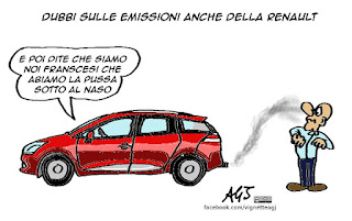 Renault, diselgate, emissioni, inquinamento, satira vignetta