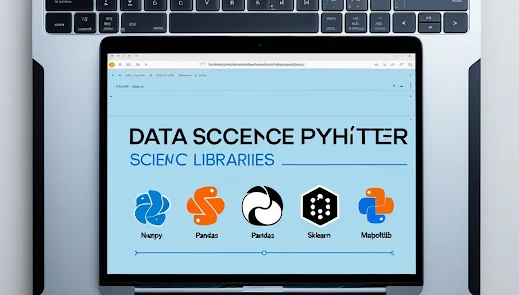 Python ML setup with Jupyter Notebook and icons of NumPy pandas sklearn and matplotlib