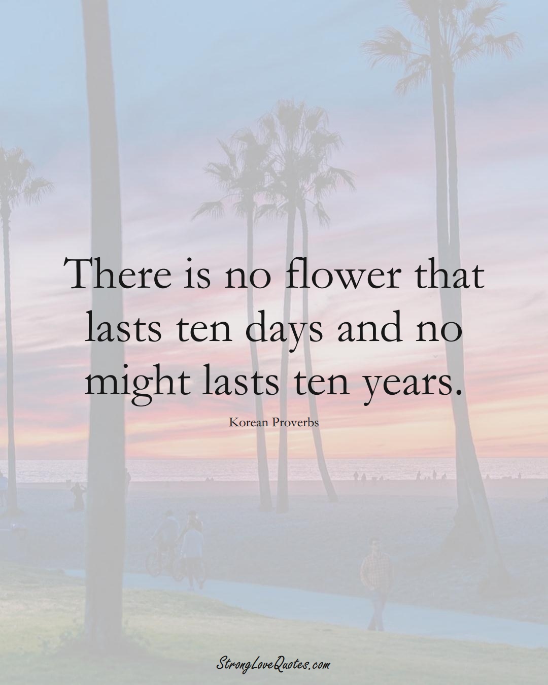 There is no flower that lasts ten days and no might lasts ten years. (Korean Sayings);  #AsianSayings