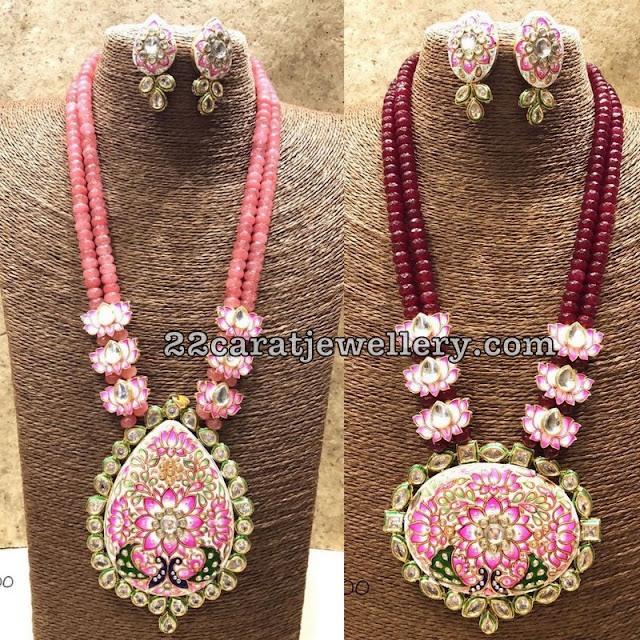 Beads Set with Meena Work Pendants