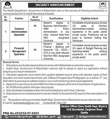 Jobs in Health Department