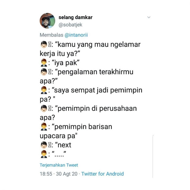 10 Meme Lucu 'Obrolan Wawancara Kerja' Ini Absurd Banget Kocaknya