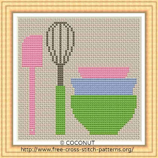 KITCHEN UTENSILS (2), FREE AND EASY PRINTABLE CROSS STITCH PATTERN