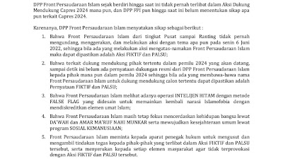 PRES RILIS RESMI FPI: WASPADA FPI PALSU !!! Ada Gerakan Intelijen Hitam Sangat Berbahaya Menggerakkan Massa Atas Nama FPI