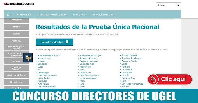 RESULTADOS FINALES DE LA PRUEBA UNICA NACIONAL PARÁ EL ACCESO A CARGO DE DIRECTOR DE UGEL.