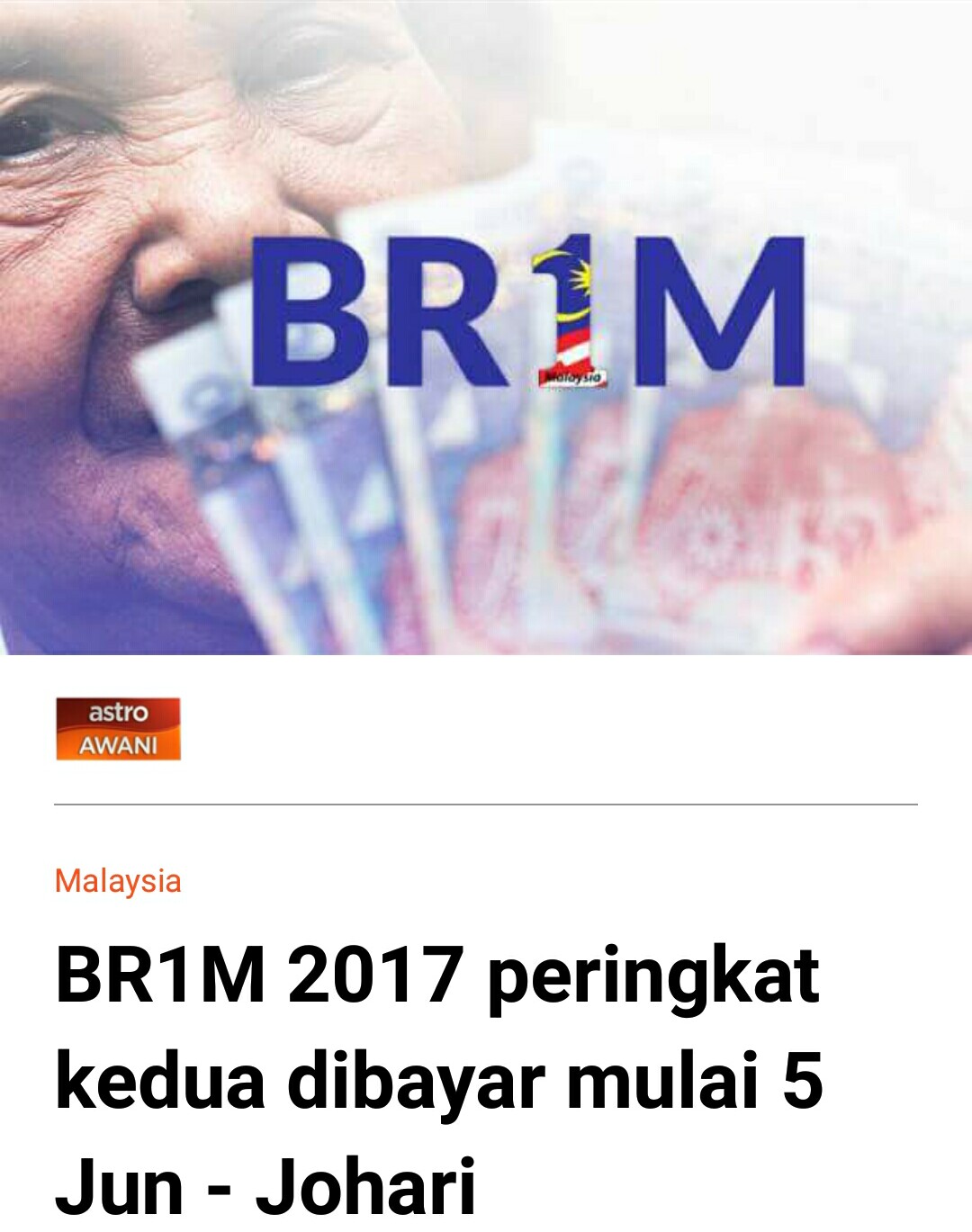 #BR1M peringkat kedua akan dibayar 5 Jun- Johari #Ramadan 