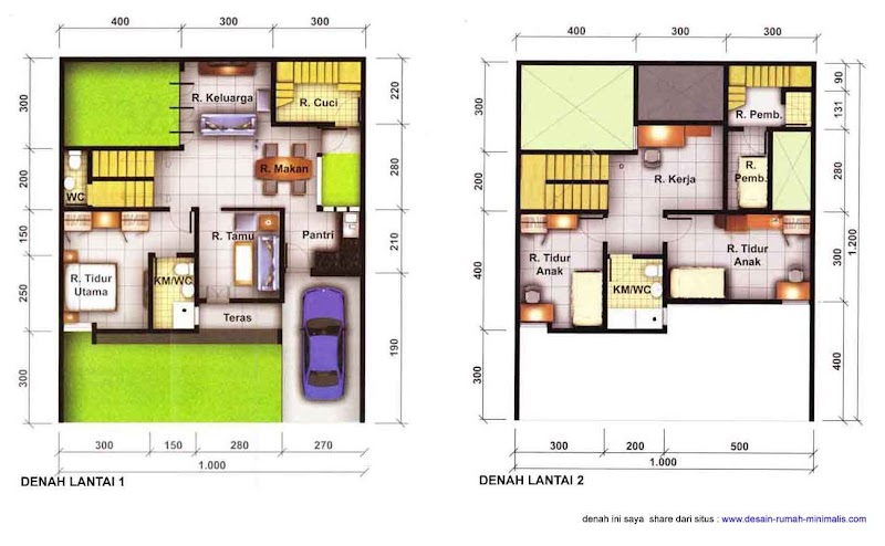 23 Konsep Top Denah Rumah 2 Lantai Tanah 10 X 10