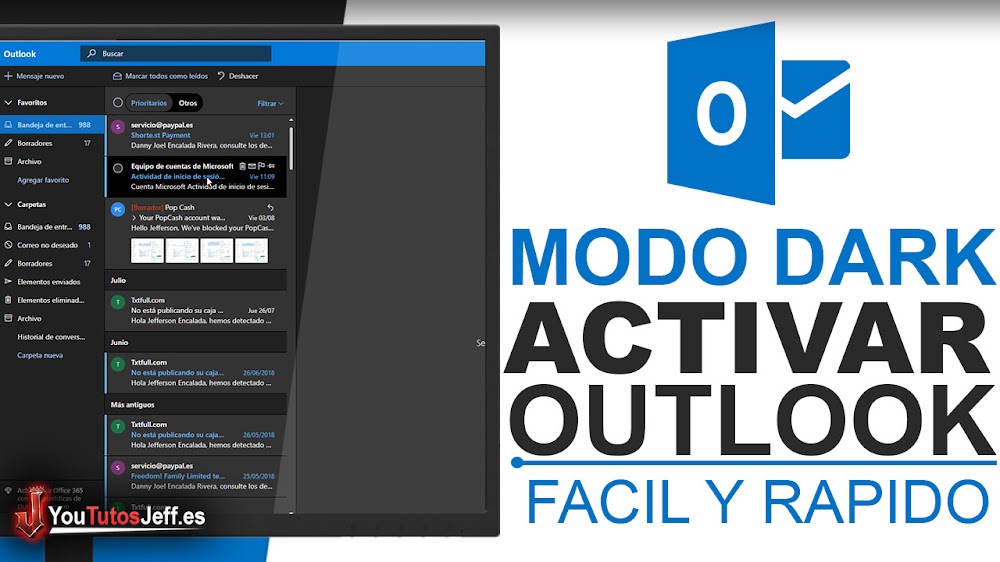 Como Activar Modo OSCURO de OUTLOOK 🔵