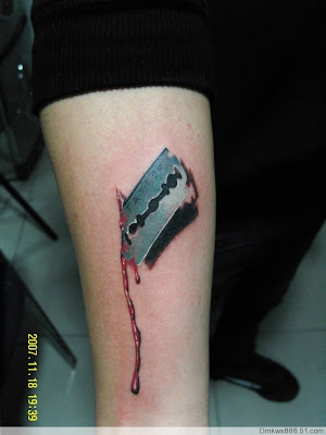 Knife Lock Temporary Tattoo 3x6. Realistic and Artistic Temporary Tattoos