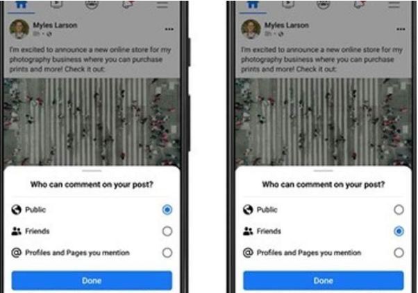 Facebook Offers The Option to Block Comments or Comments From a Wanted Person on Your Post