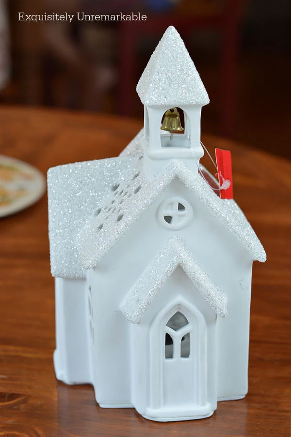 Small Christmas White Ceramic Church