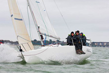 J/80 one-design sailboat- sailing upwind