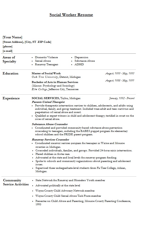 ... Modern Social Worker Resume Word Document: Social Worker Resume.doc