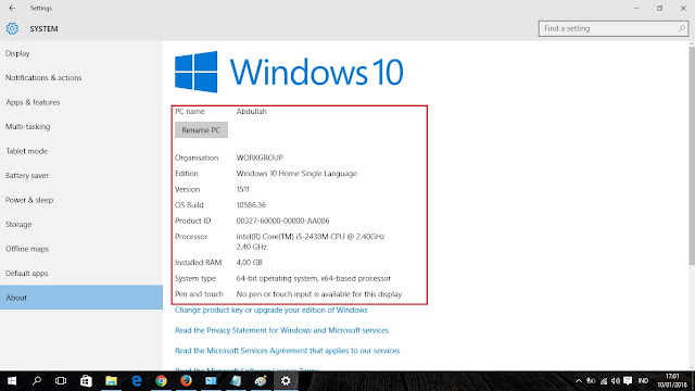 cara mudah mengecek spesifikasi laptop di windows 10