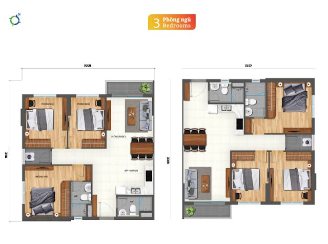 Layout căn hộ 3 PN